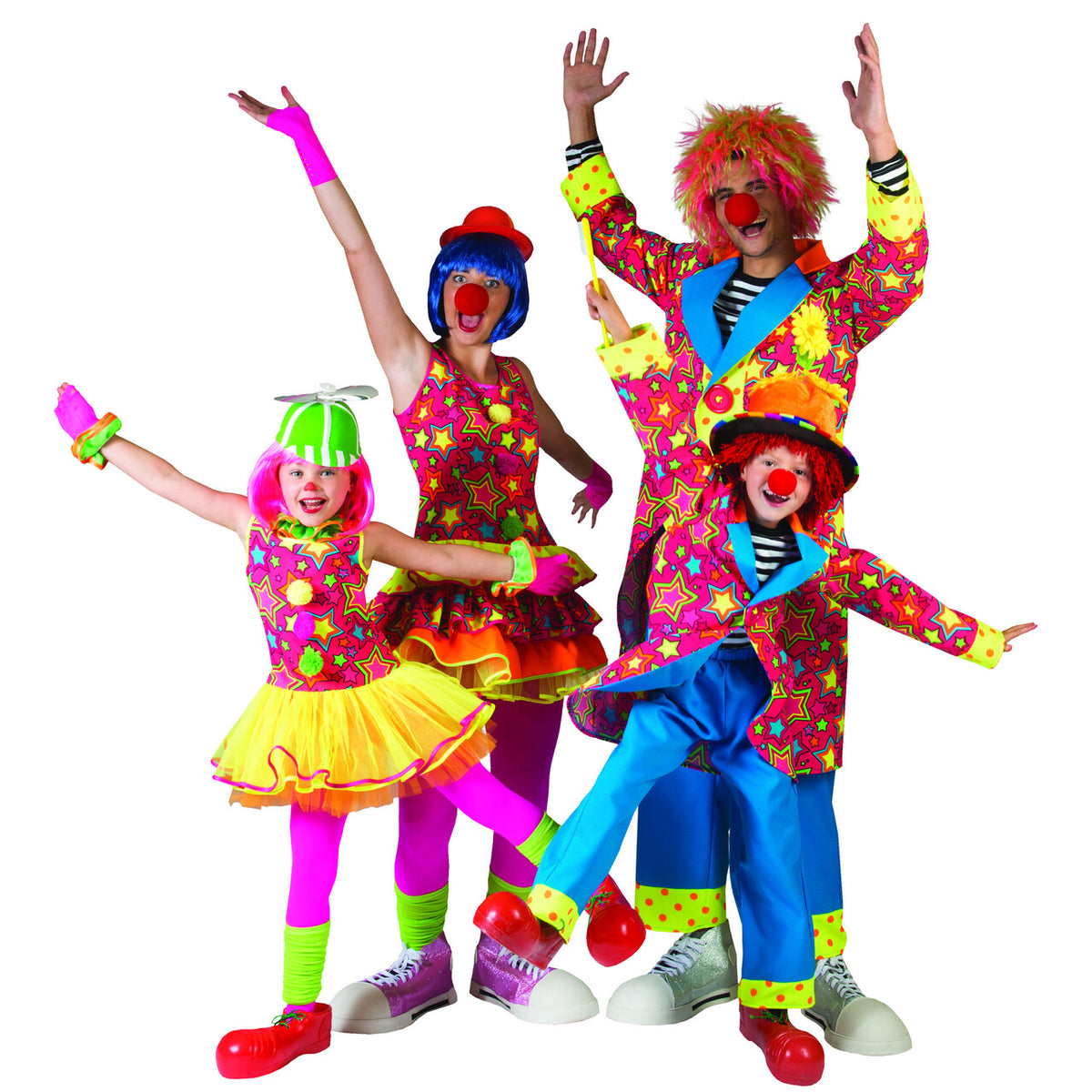Op deze afbeelding zie je een Kostuums, van het merk Funny Fashion. Gekke Bonte Clown Meisje Kostuum