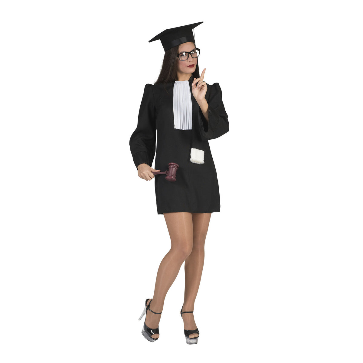 Op deze afbeelding zie je een Kostuums, van het merk Funny Fashion. Zwarte Strenge Rechter Punisha Jurk Vrouw