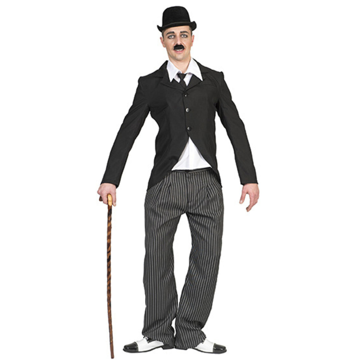 Op deze afbeelding zie je een Kostuums, van het merk Funny Fashion. Komiek Van Het Witte Doek Charlie Chaplin Man Kostuum