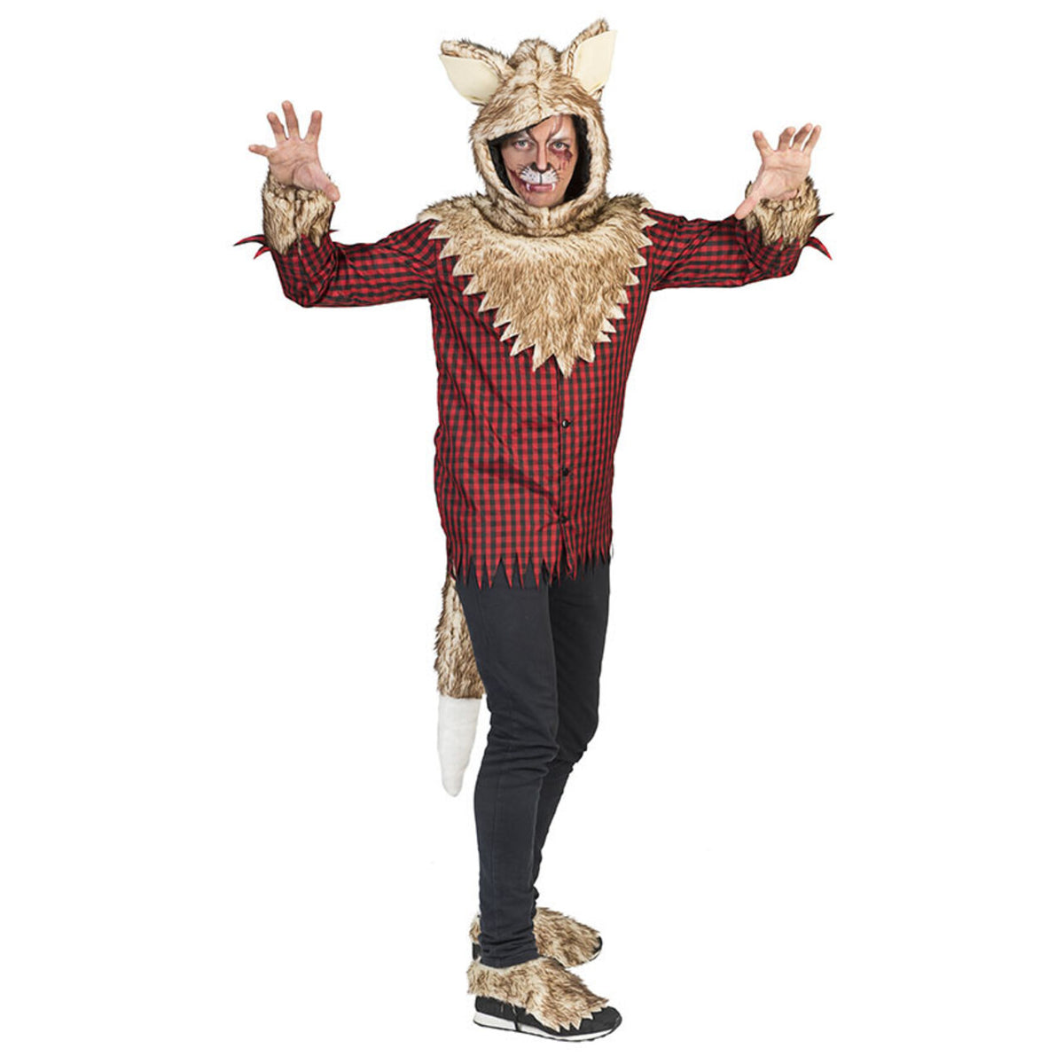 Op deze afbeelding zie je een Kostuums, van het merk Funny Fashion. Waanzinnig Hongerige Weerwolf Man Kostuum