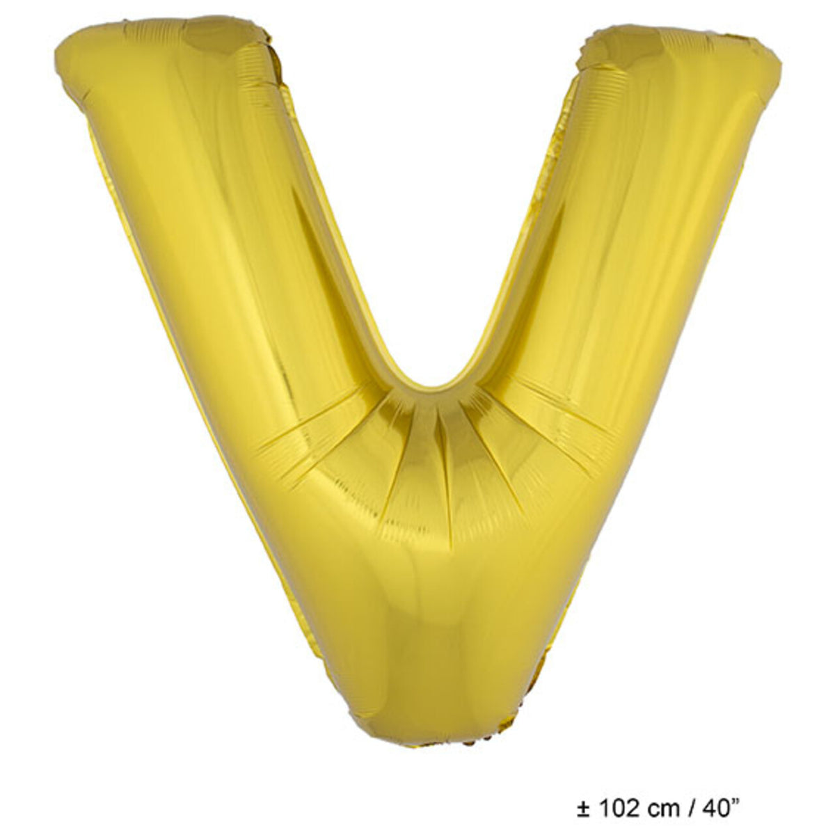 Op deze afbeelding zie je een Decoratie, van het merk Funny Fashion. Folie Ballon Letter V Goud XL 102cm (Leeg)