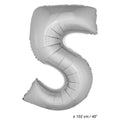 Ballon Chiffre En Aluminium Numéro 5 Argent XL 102cm