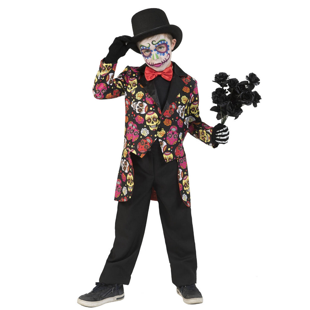 Op deze afbeelding zie je een Kostuums, van het merk Funny Fashion. Frackjas Vol Gekleurde Schedels Jongen