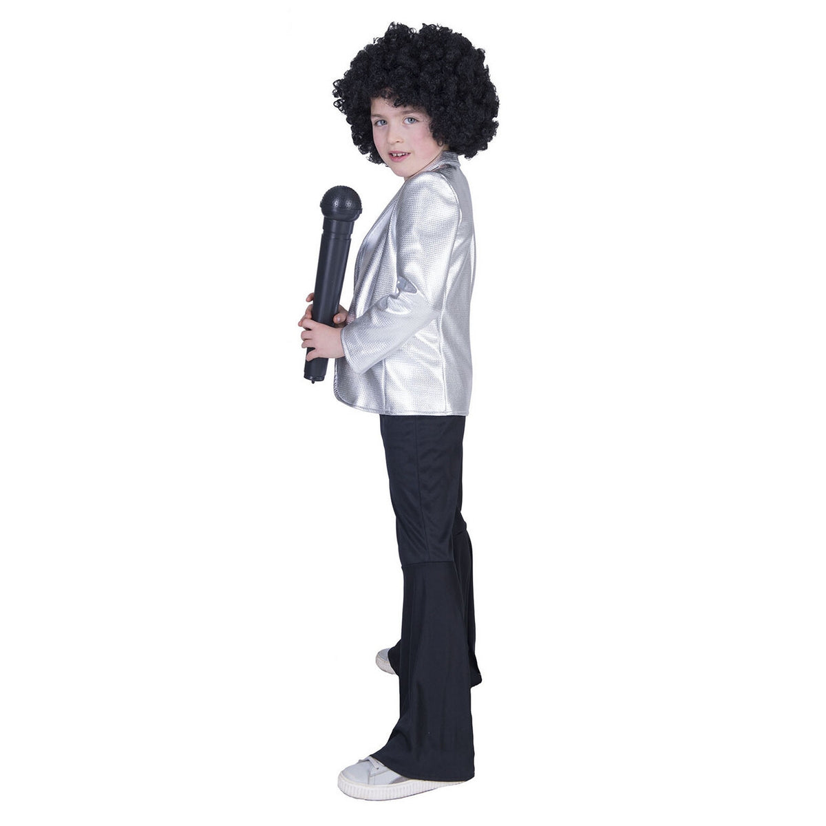 Op deze afbeelding zie je een Kostuums, van het merk Funny Fashion. Disco Fever Popster Jas Zilver Kind
