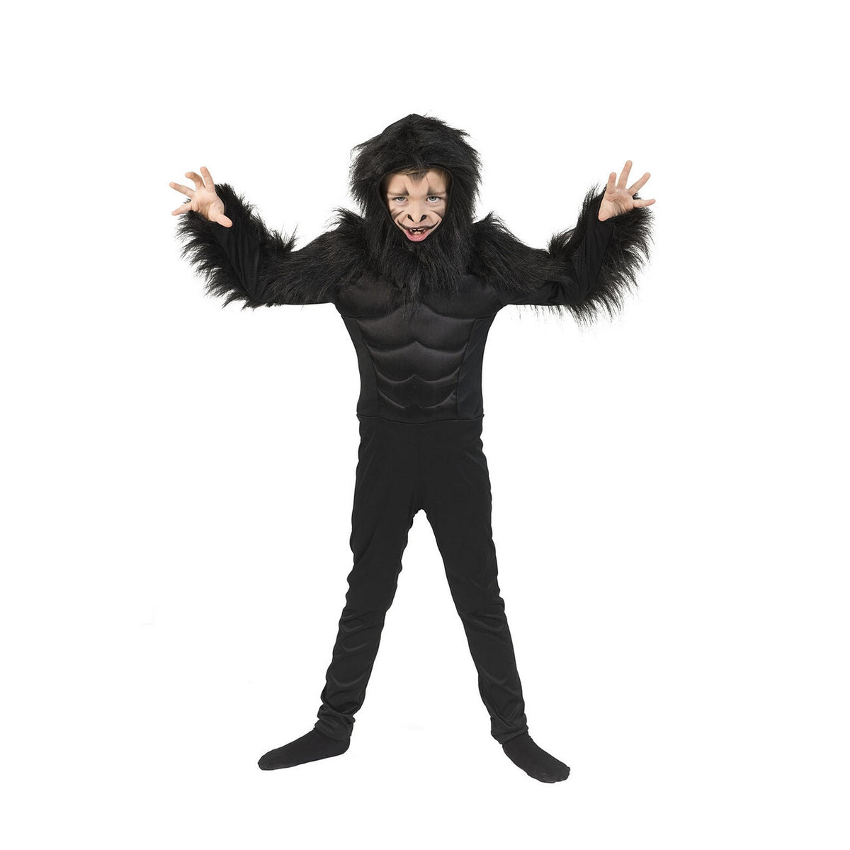 Op deze afbeelding zie je een Kostuums, van het merk Funny Fashion. Gespierde Oerwoud Gorilla Kind Kostuum
