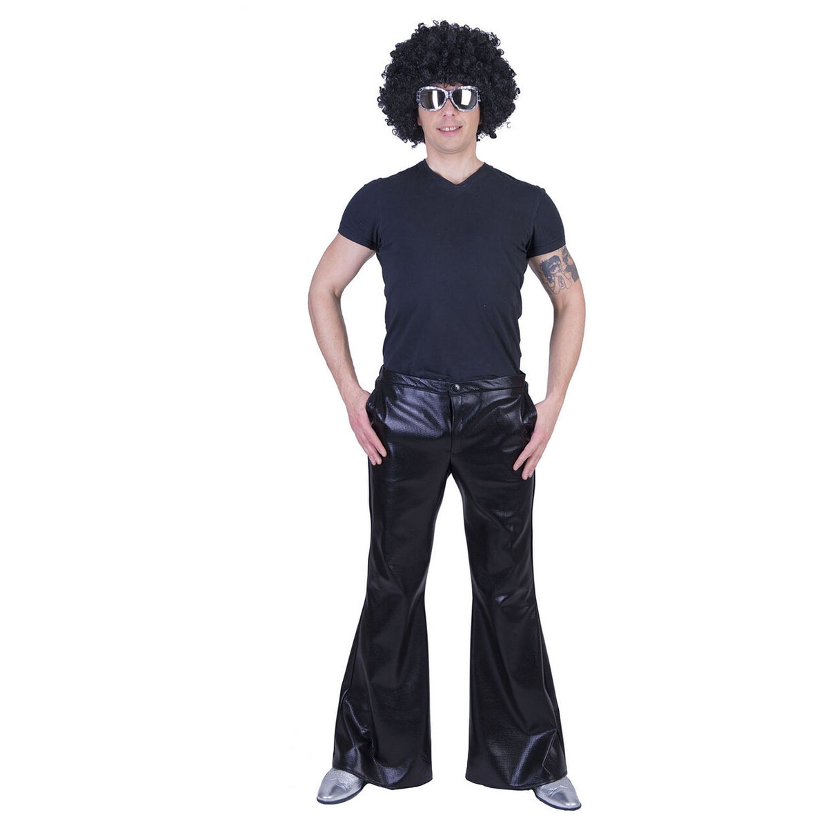 Op deze afbeelding zie je een Kostuums, van het merk Funny Fashion. Glanzend Zwarte Disco Godheid Broek Man
