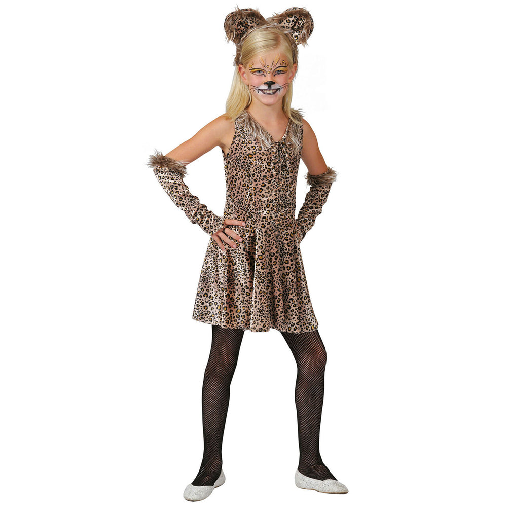 Op deze afbeelding zie je een Kostuums, van het merk Funny Fashion. Lenig Sluipend Bruin Luipaardje Meisje Kostuum