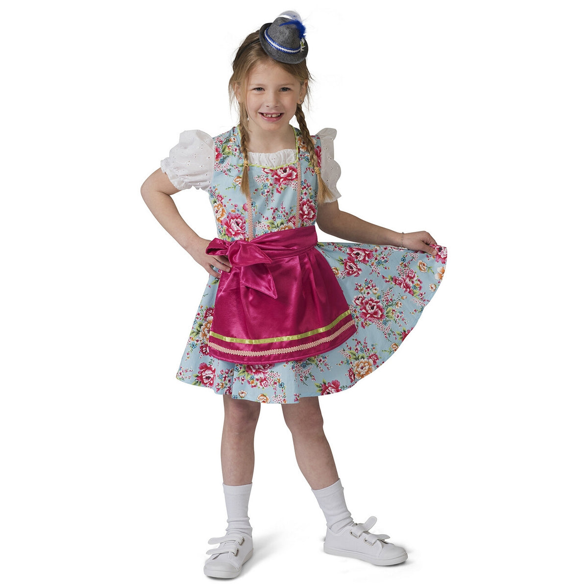 Op deze afbeelding zie je een Kostuums, van het merk Funny Fashion. Blauw Roze Tiroler Dirndl Rosalinde Meisje Kostuum