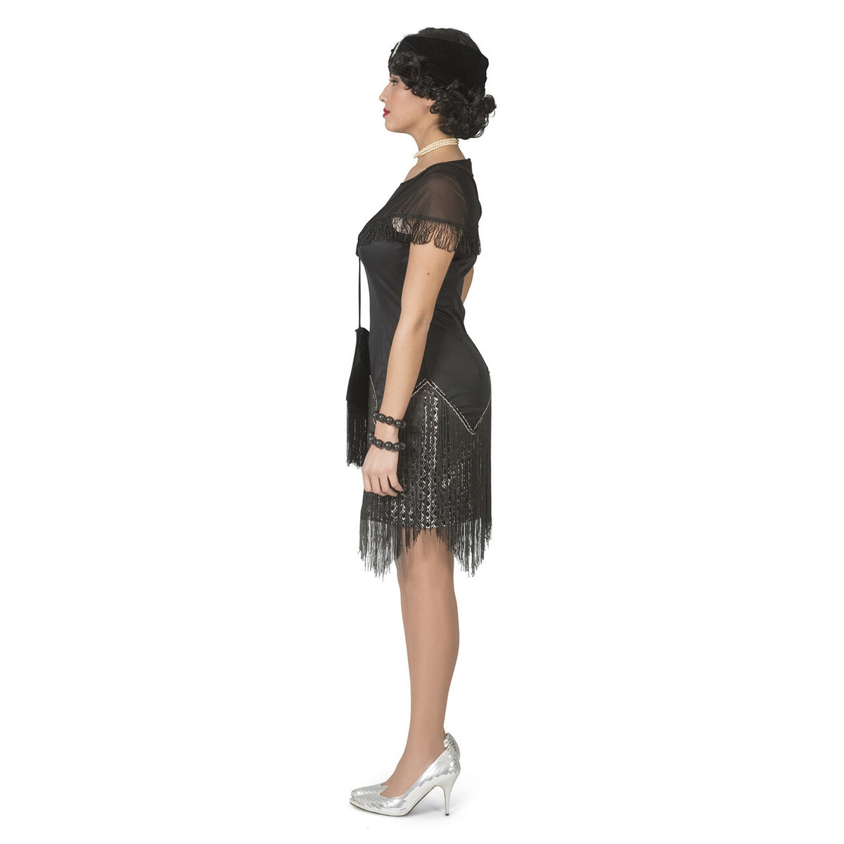 Op deze afbeelding zie je een Kostuums, van het merk Funny Fashion. Jaren 20 Big Band Zwarte Flapperjurk Zilver Met Hoofdband Vrouw