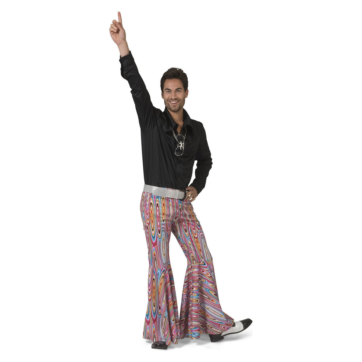 Op deze afbeelding zie je een Kostuums, van het merk Funny Fashion. Zwart Shirt Disco Dancer John Man