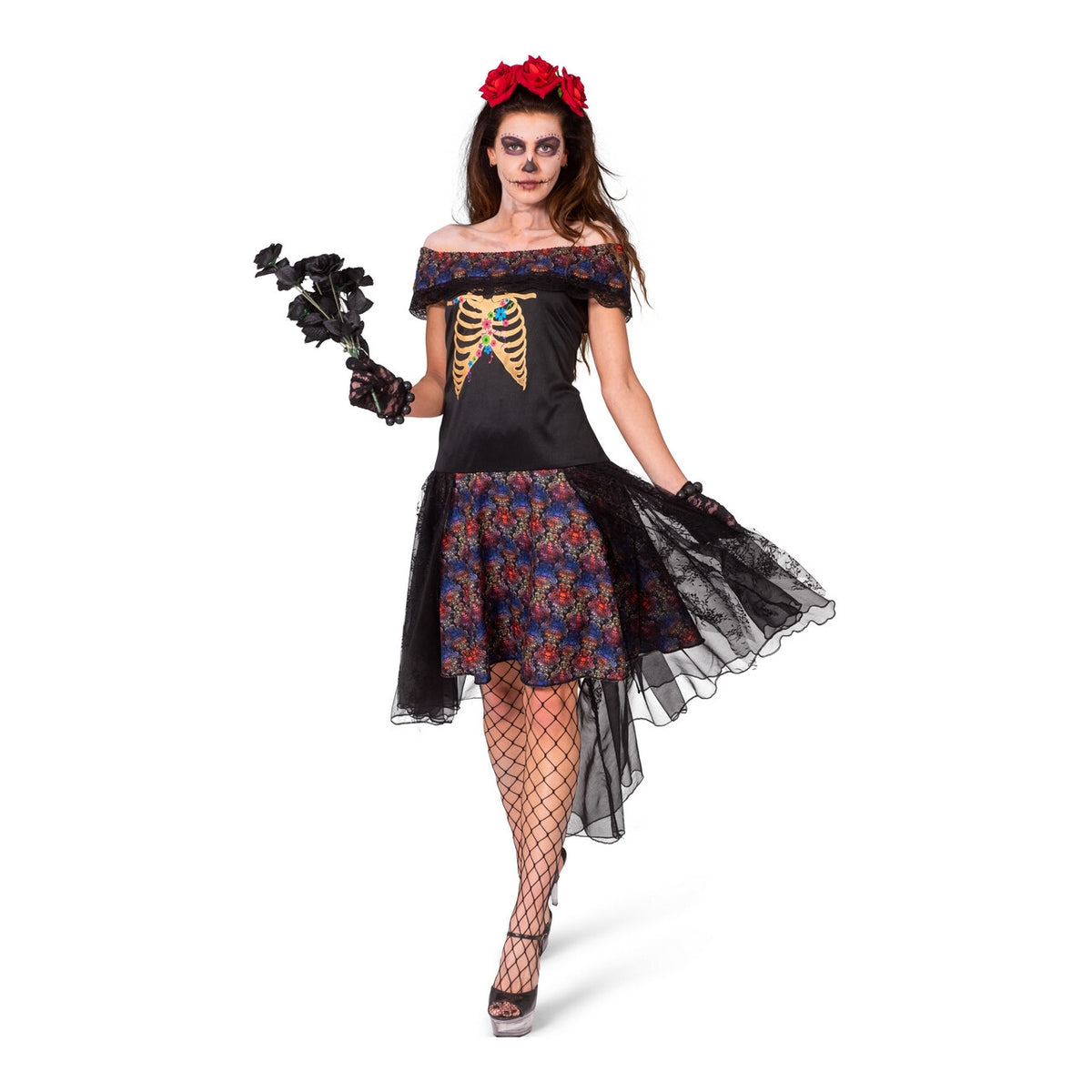 Op deze afbeelding zie je een Kostuums, van het merk Funny Fashion. Day Of The Dead Nee Ik Wil Niet Met Je Trouwen Bruid Vrouw Kostuum