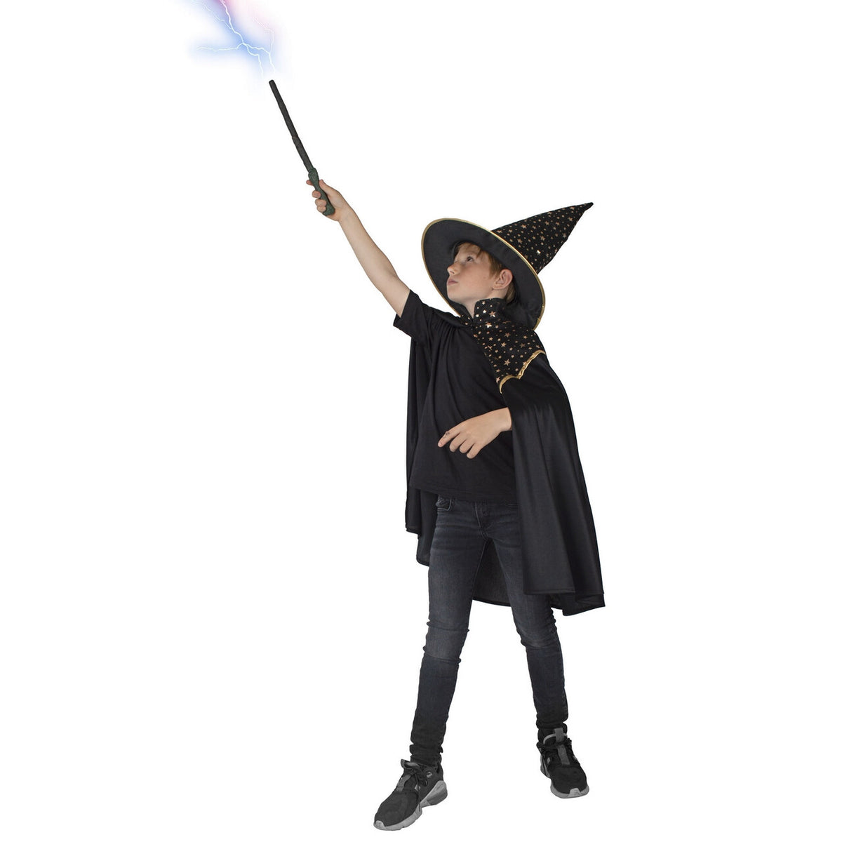 Op deze afbeelding zie je een Kostuums, van het merk Funny Fashion. Magische Zwarte Heksencape Kind Kostuum