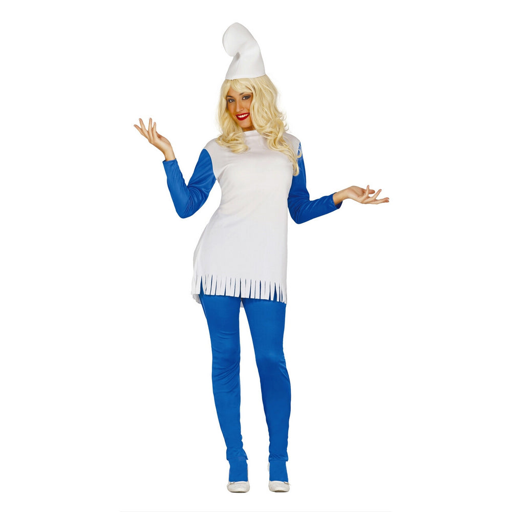 Op deze afbeelding zie je een Kostuums, van het merk Guirca. Smurfin Dwerg Vrouw Kostuum