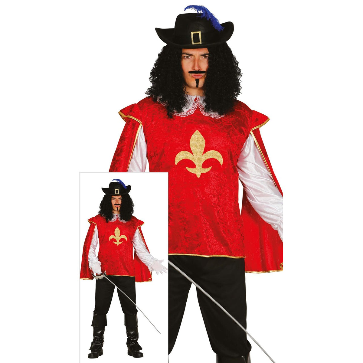Op deze afbeelding zie je een Kostuums, van het merk Guirca. Prik Je Lek Musketier Man Kostuum