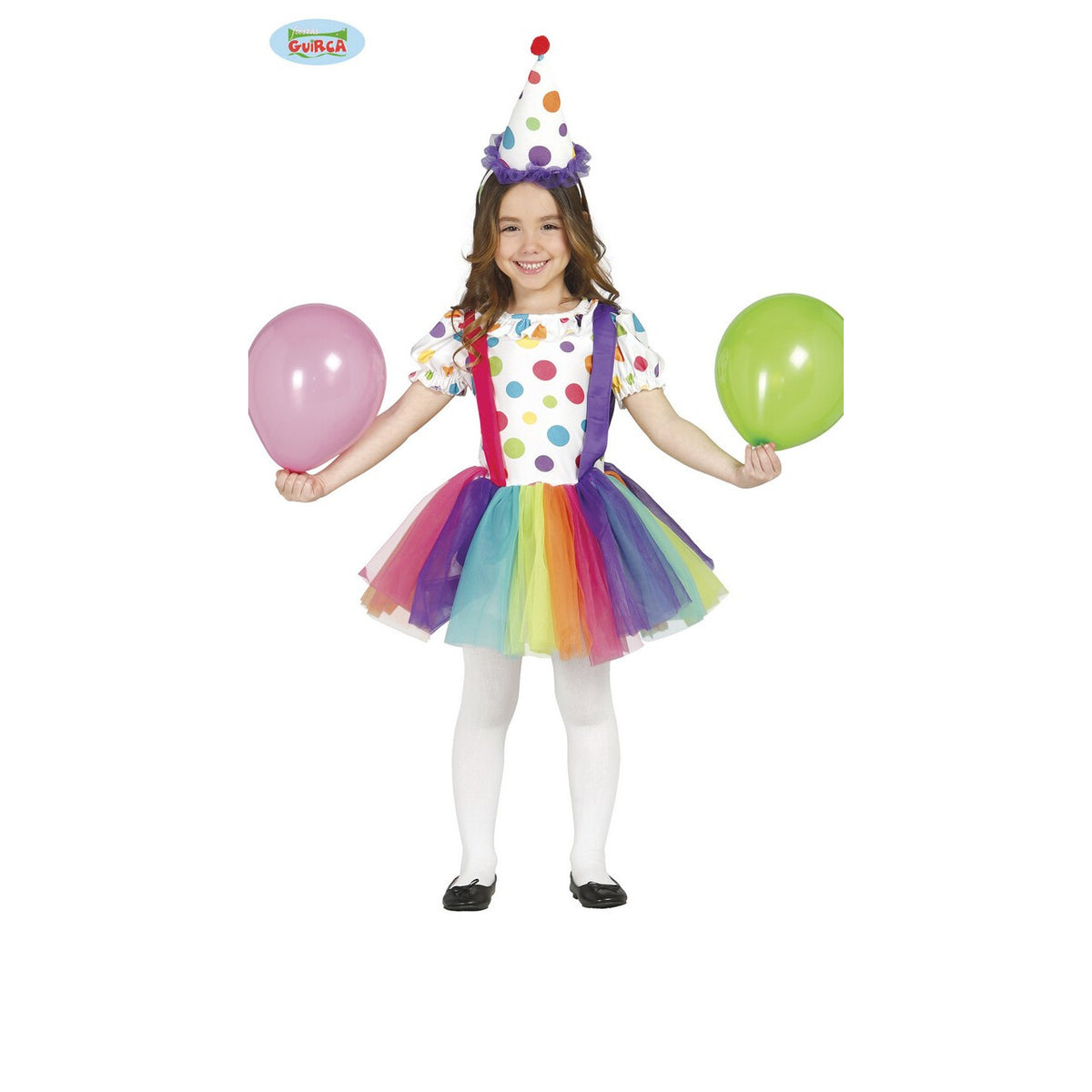 Op deze afbeelding zie je een Kostuums, van het merk Guirca. Snoezige Kleine Clown Meisje Kostuum
