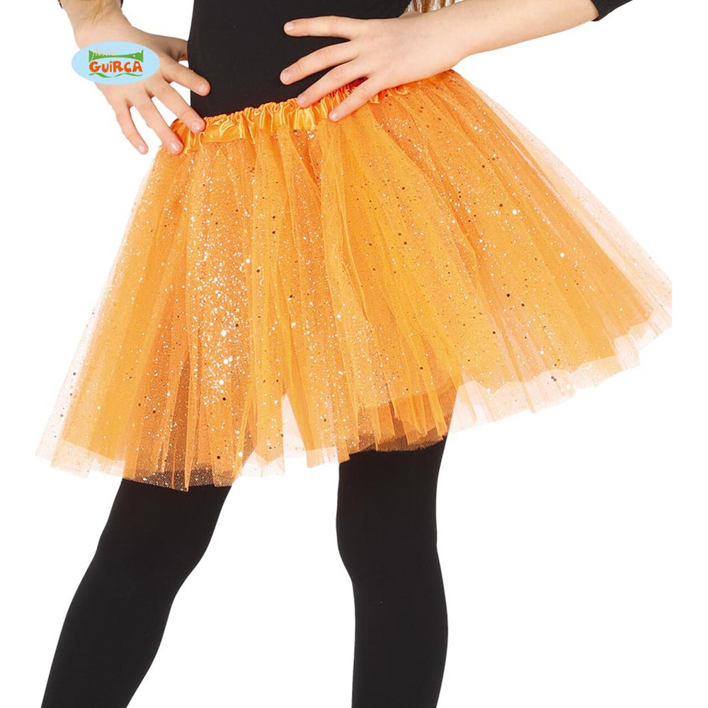 Op deze afbeelding zie je een Accessoires, van het merk Guirca. Oranje Tutu Met Glitter Regen Kind
