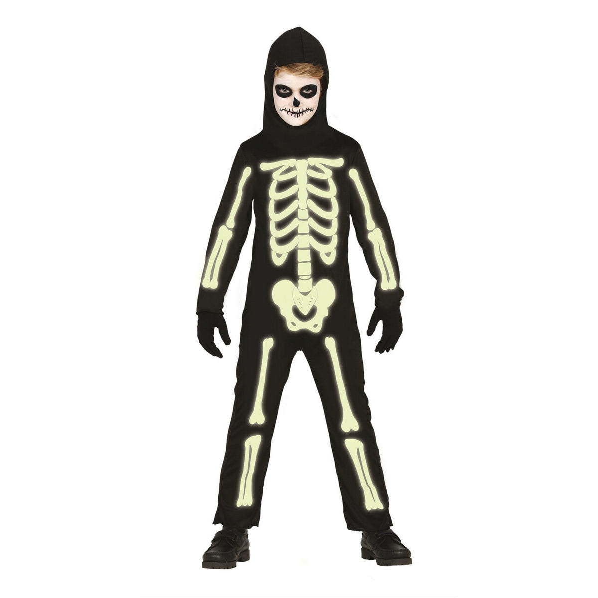 Op deze afbeelding zie je een Kostuums, van het merk Guirca. Glow In The Dark Botten Jongen Kostuum