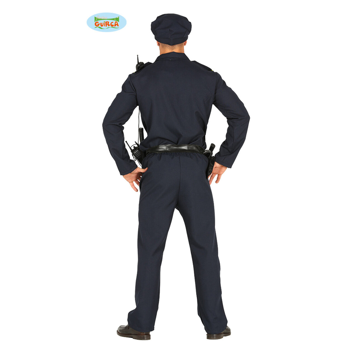 Op deze afbeelding zie je een Kostuums, van het merk Guirca. Pientere Politie Agent Zwart Man Kostuum