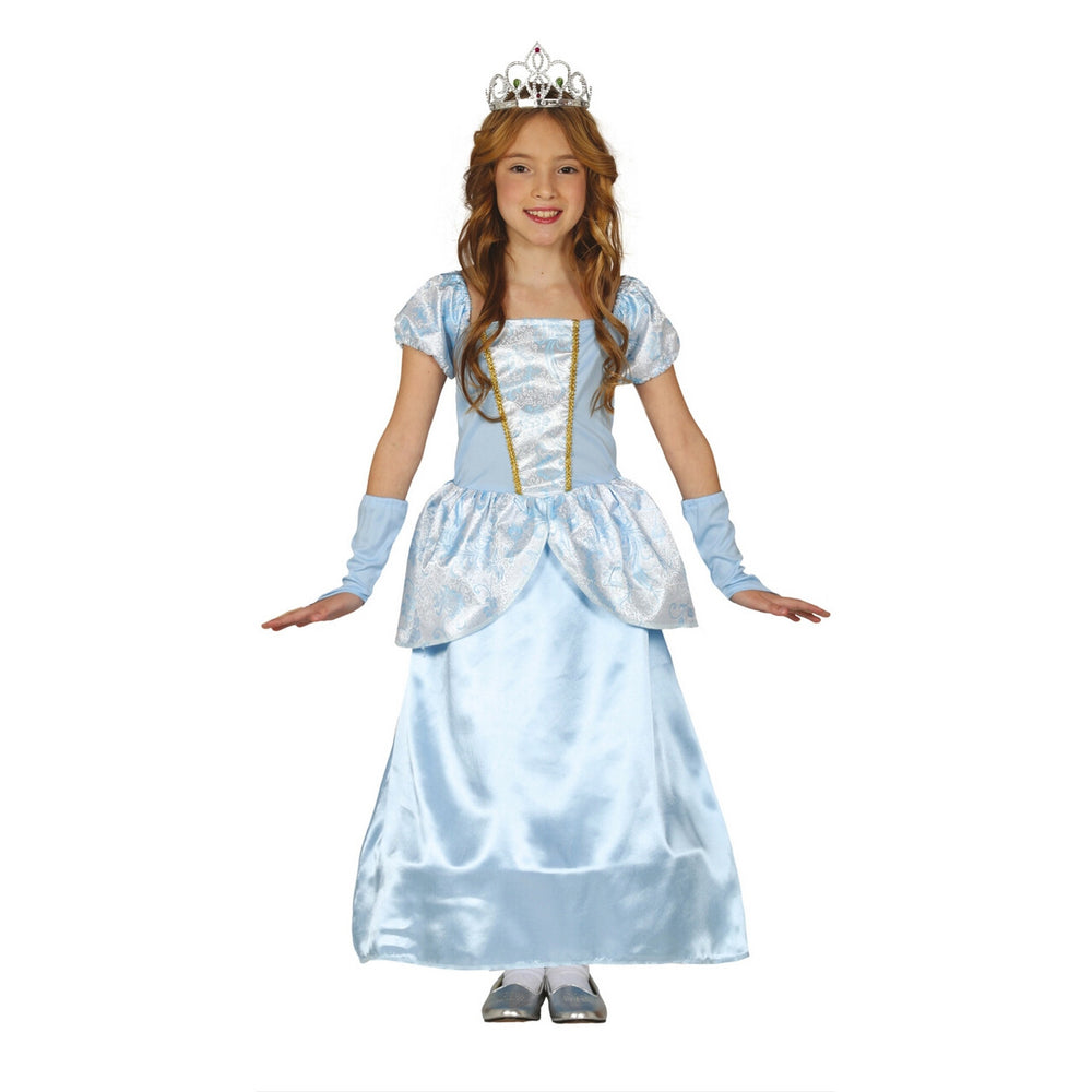Op deze afbeelding zie je een Kostuums, van het merk Guirca. Hemelsblauwe Satijnen Prinses Meisje Kostuum