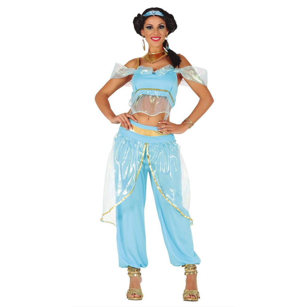Op deze afbeelding zie je een Kostuums, van het merk Guirca. Blauw Snoepje Van De Harem Yasmine Vrouw Kostuum