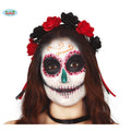 Bandeau Dia De Los Muertos Avec Roses Noires Et Rouges