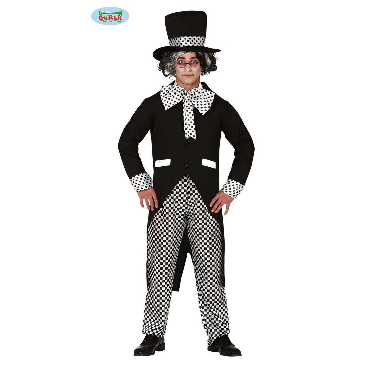Op deze afbeelding zie je een Kostuums, van het merk Guirca. Idioot Druk Stippel En Blokjes Man Kostuum
