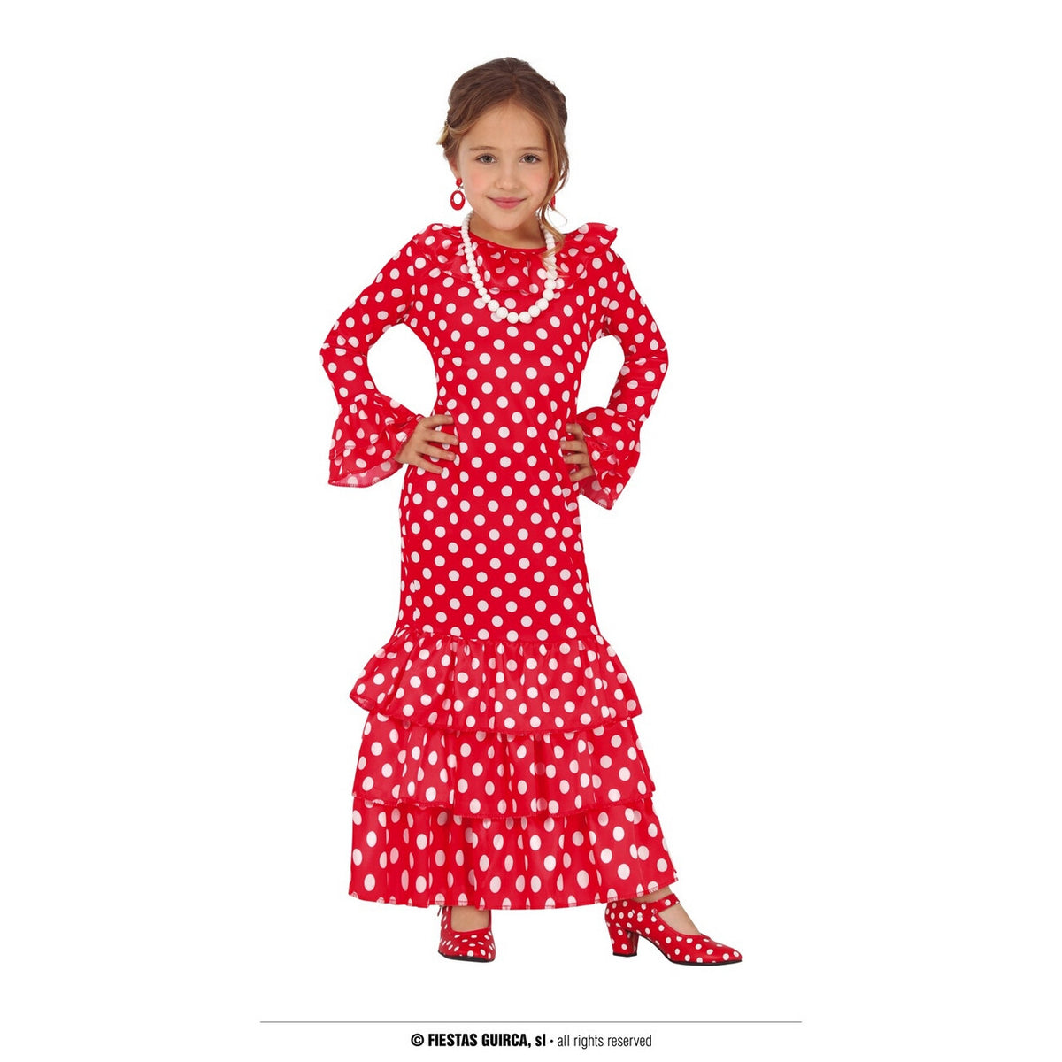 Op deze afbeelding zie je een Kostuums, van het merk Guirca. Spaanse Flamenco Danseres Maya Meisje Kostuum