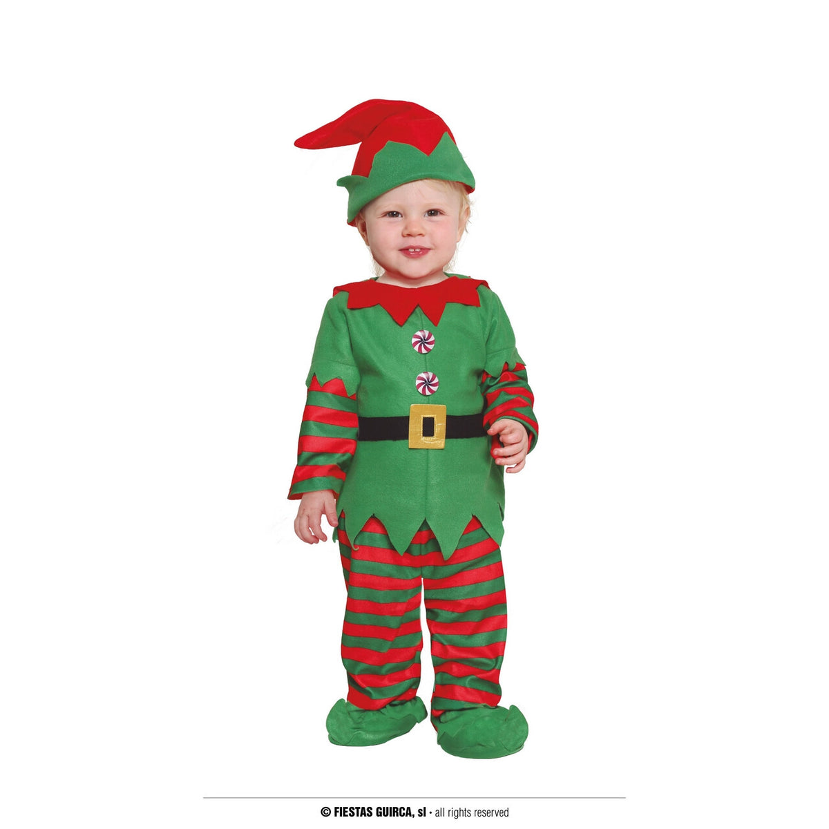 Op deze afbeelding zie je een Kostuums, van het merk Guirma. Kleinste Mini Hulp Santa Elf Kind Kostuum