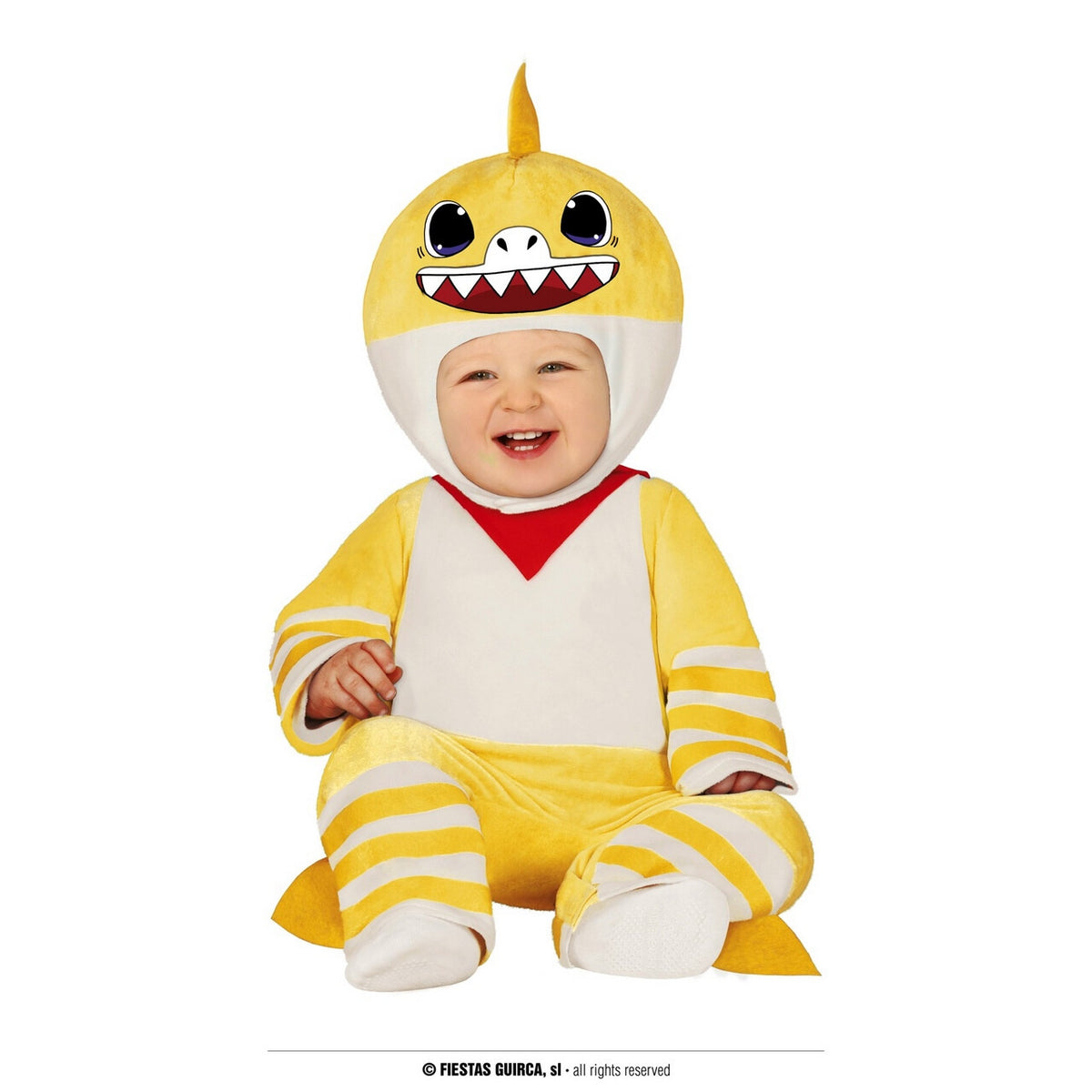 Op deze afbeelding zie je een Kostuums, van het merk Guirca. Gele Baby Haai In De Zee Kind Kostuum