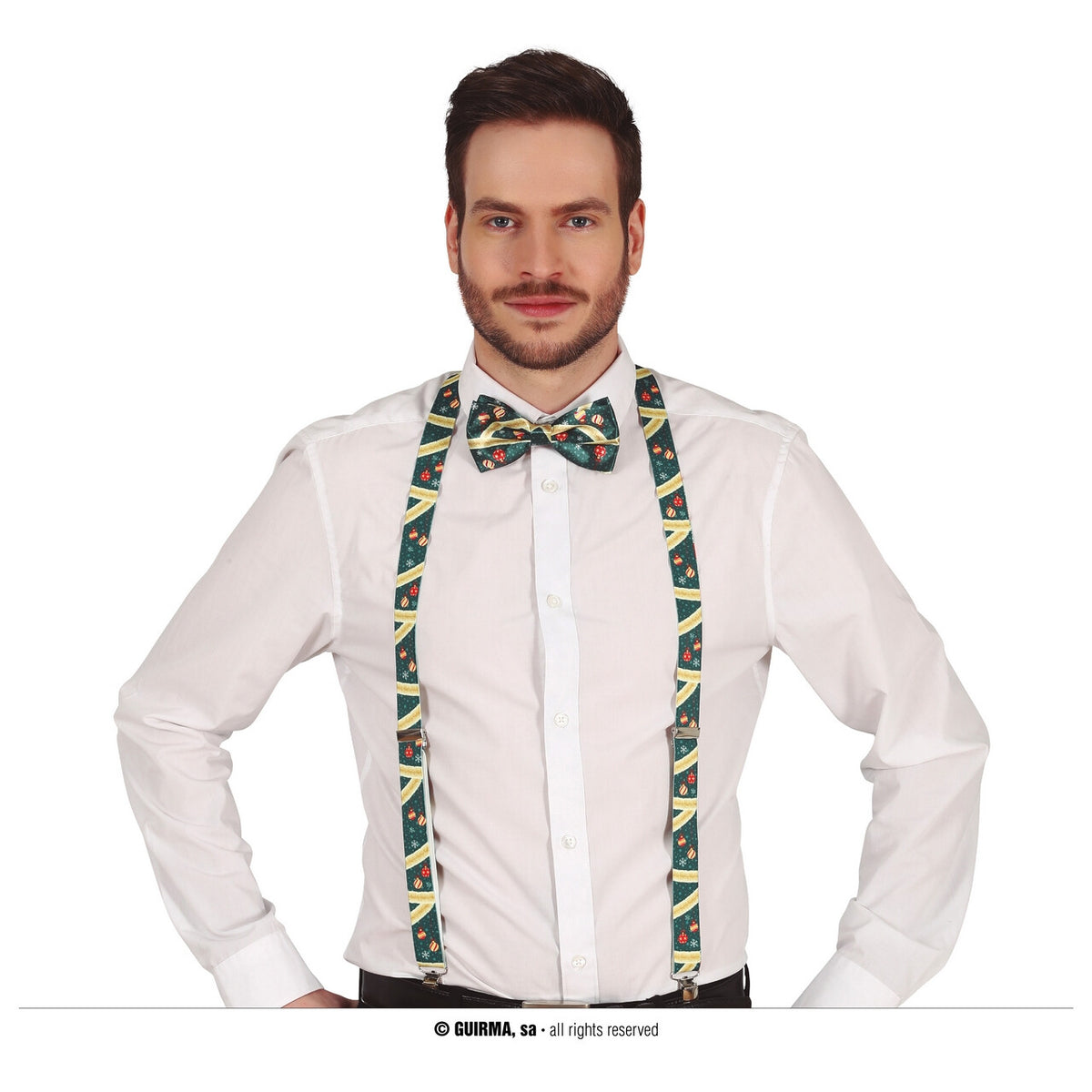 Op deze afbeelding zie je een Accessoires, van het merk Guirma. Bretels Groene Kerst