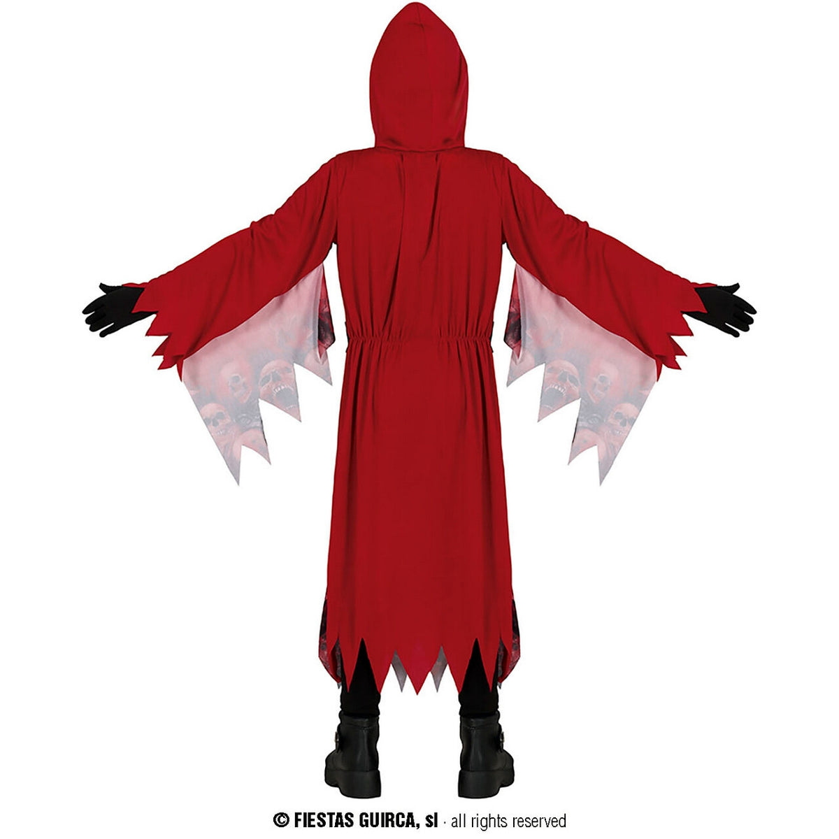 Op deze afbeelding zie je een Kostuums, van het merk Guirca. Huilende Schedels Grim Reaper Rood Kind Kostuum