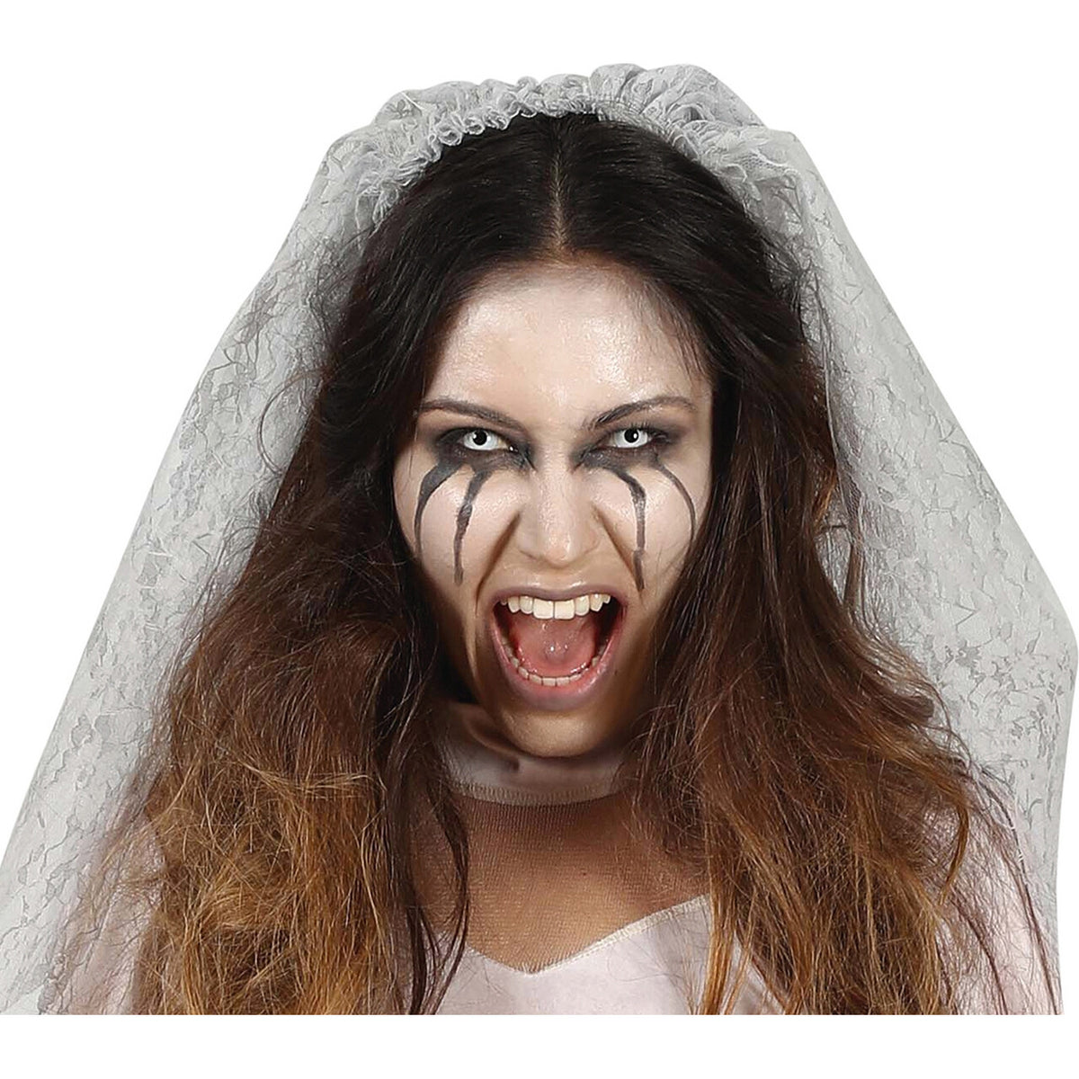 Op deze afbeelding zie je een Kostuums, van het merk Guirca. Hysterische Spookbruid Hester Vrouw Kostuum