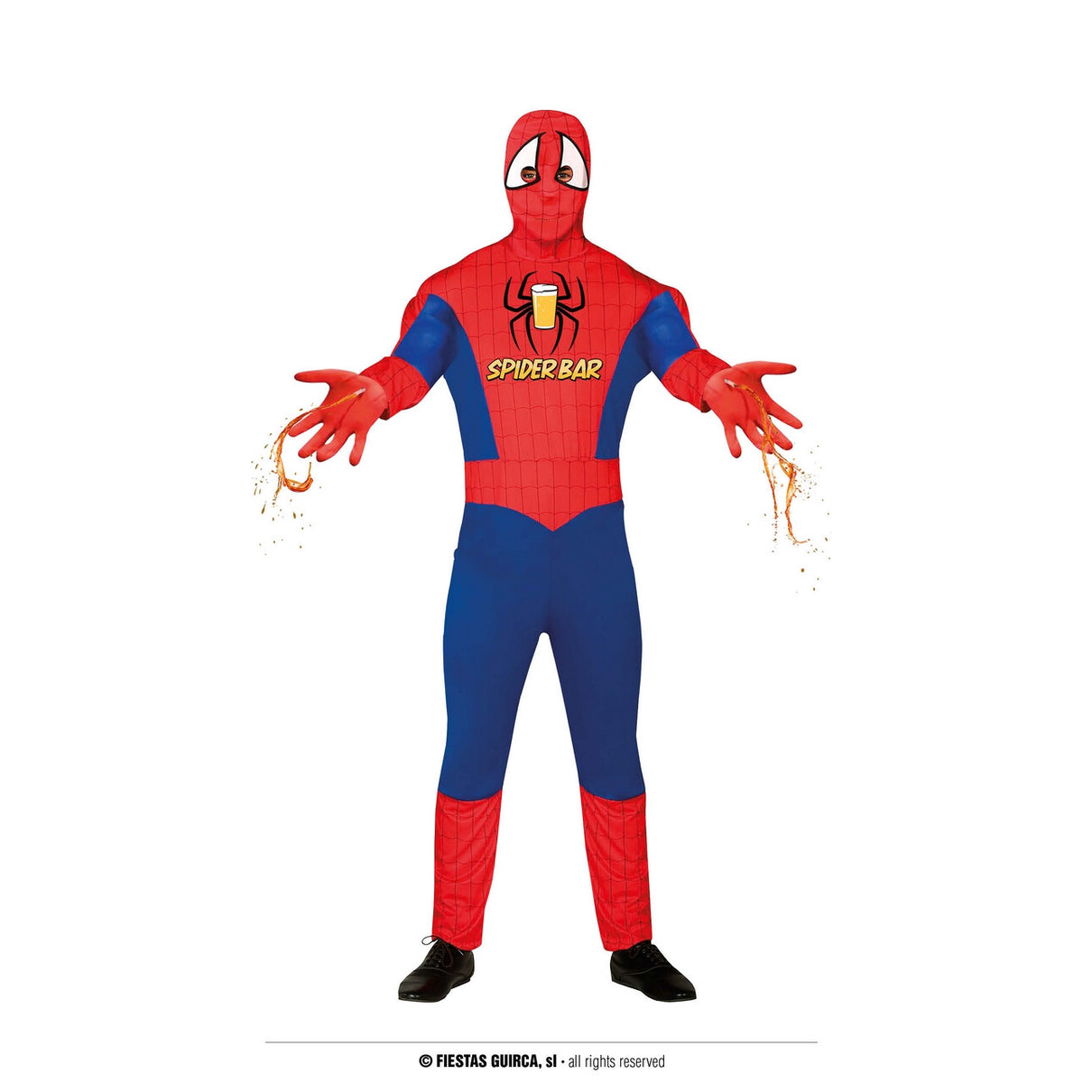 Op deze afbeelding zie je een Kostuums, van het merk Guirca. Spider Squirt Bar Man Kostuum