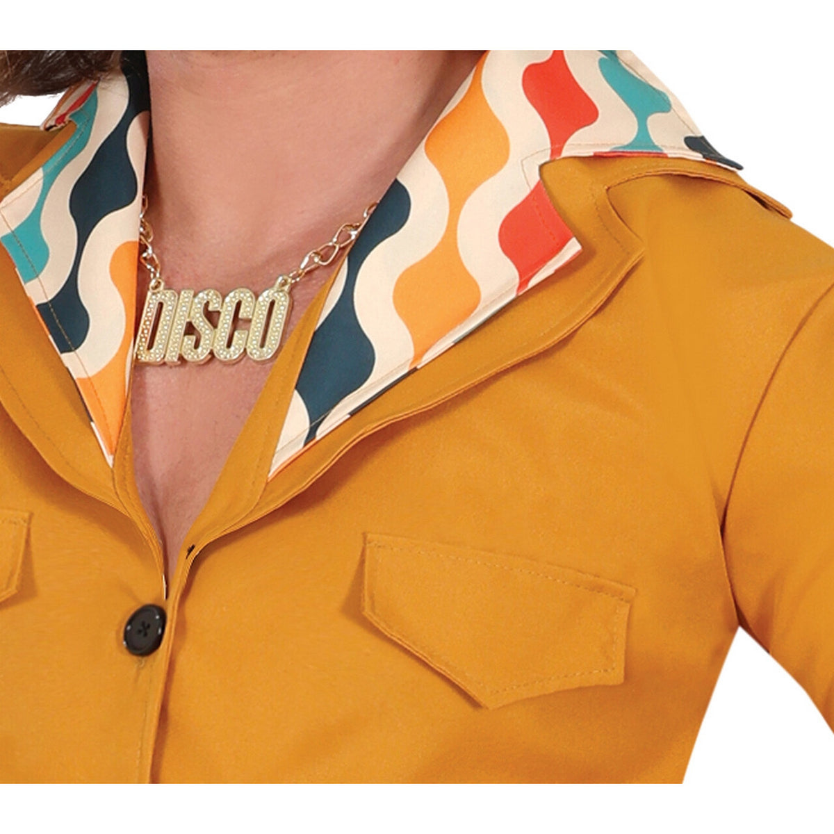 Op deze afbeelding zie je een Kostuums, van het merk Guirca. Disco Jaren 70 Justin De Orange Man Kostuum