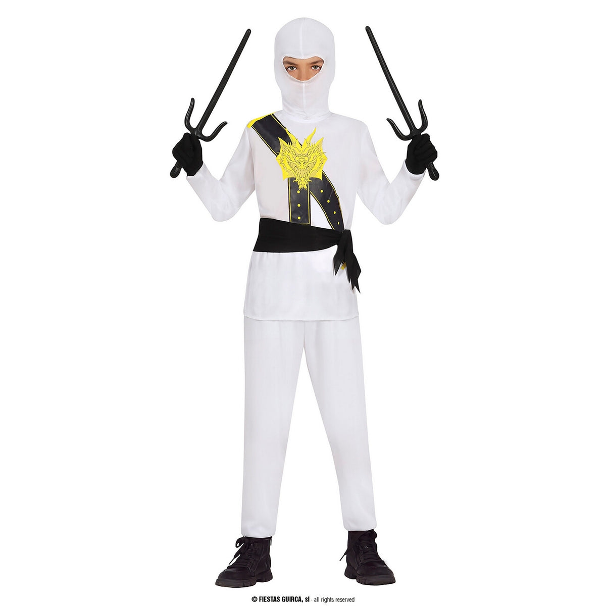 Op deze afbeelding zie je een Kostuums, van het merk Guirca. Witte Ninja The Insane Legend Kind Kostuum