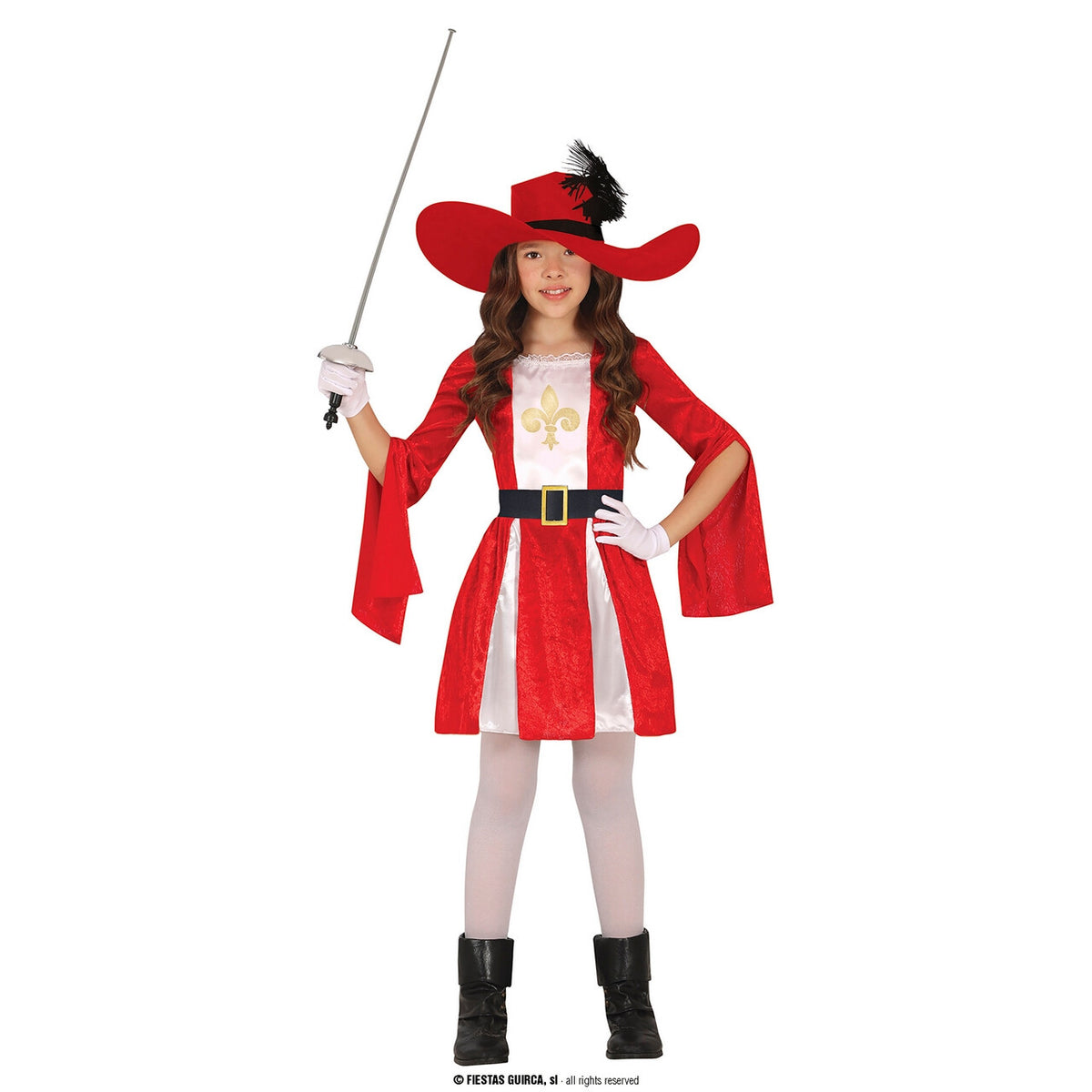 Op deze afbeelding zie je een Kostuums, van het merk Guirca. Musketier Vechter Voor Plezier Meisje Kostuum