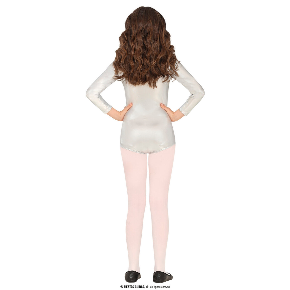 Op deze afbeelding zie je een Kostuums, van het merk Guirca. Gymnastiek Metallic Bodysuit Kind Zilver Meisje Kostuum