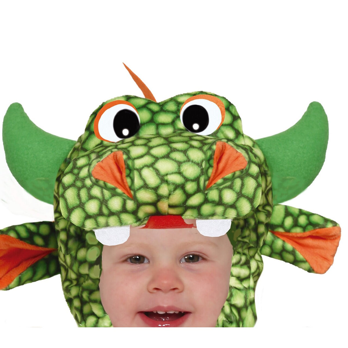Op deze afbeelding zie je een Kostuums, van het merk Guirca. Vuurspuwende Vriendelijke Draak Kind Kostuum