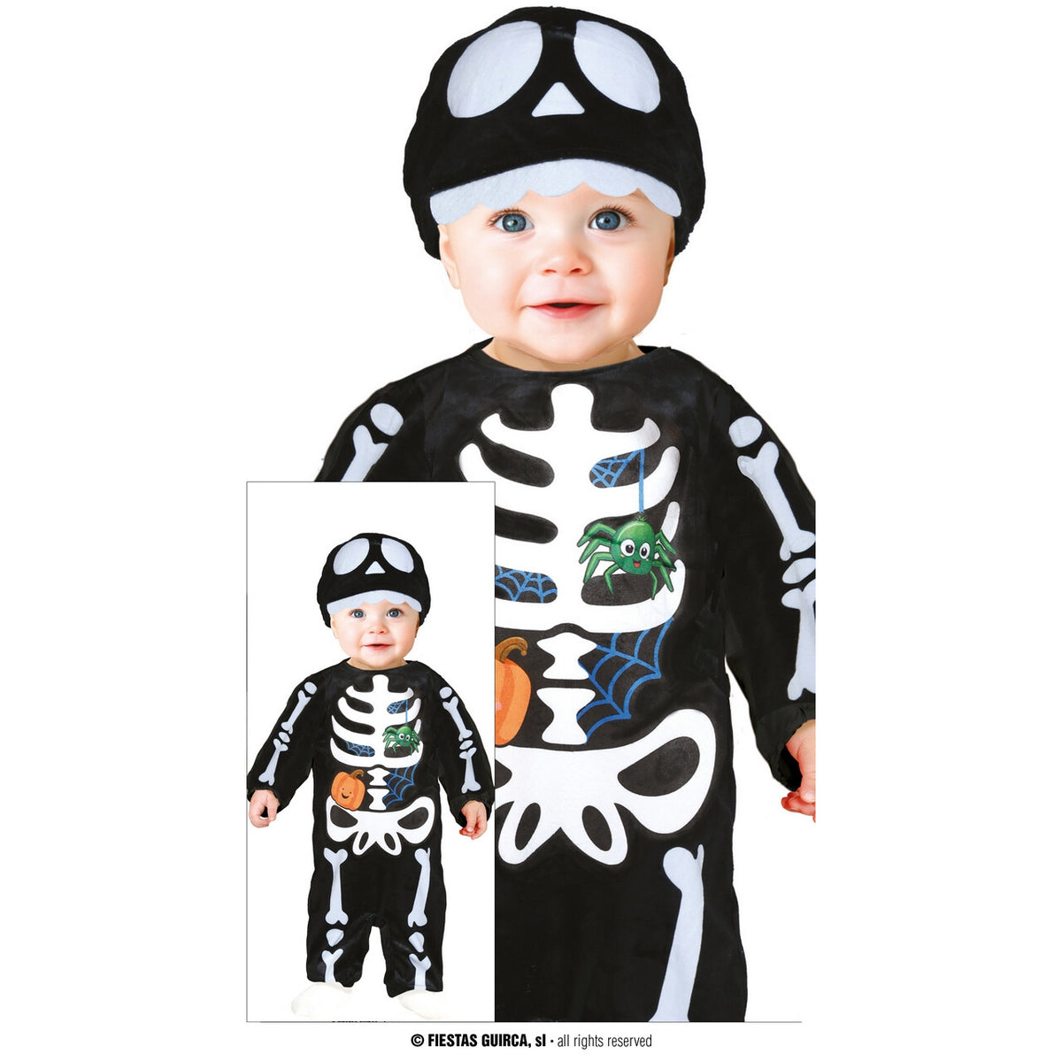 Op deze afbeelding zie je een Kostuums, van het merk Guirca. Geraamte Met Halloween Vriendjes Kind Kostuum