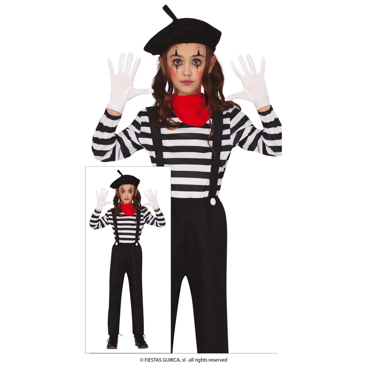 Op deze afbeelding zie je een Kostuums, van het merk Guirca. Franse Pantomime Speler Mimi Kind Kostuum