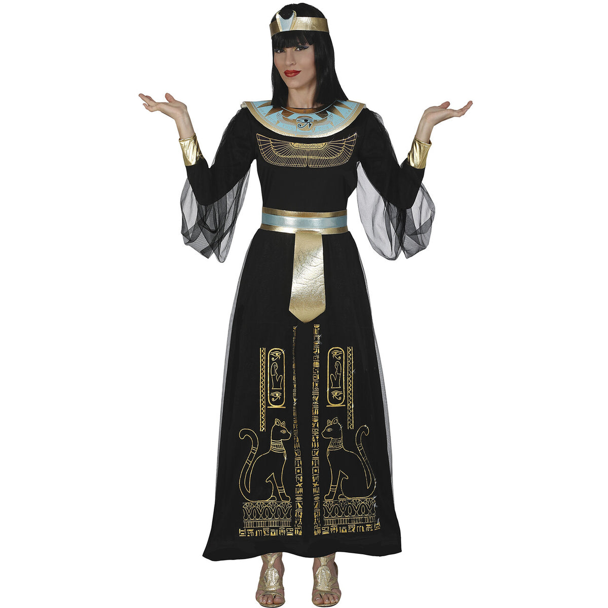 Op deze afbeelding zie je een Kostuums, van het merk Guirca. Cat Queen Of Egypt Vrouw Kostuum