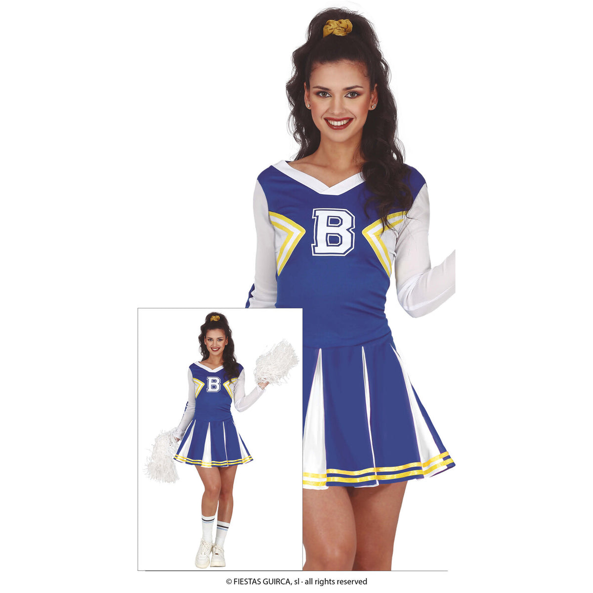 Op deze afbeelding zie je een Kostuums, van het merk Guirca. Cheerleader Team B Vrouw Kostuum