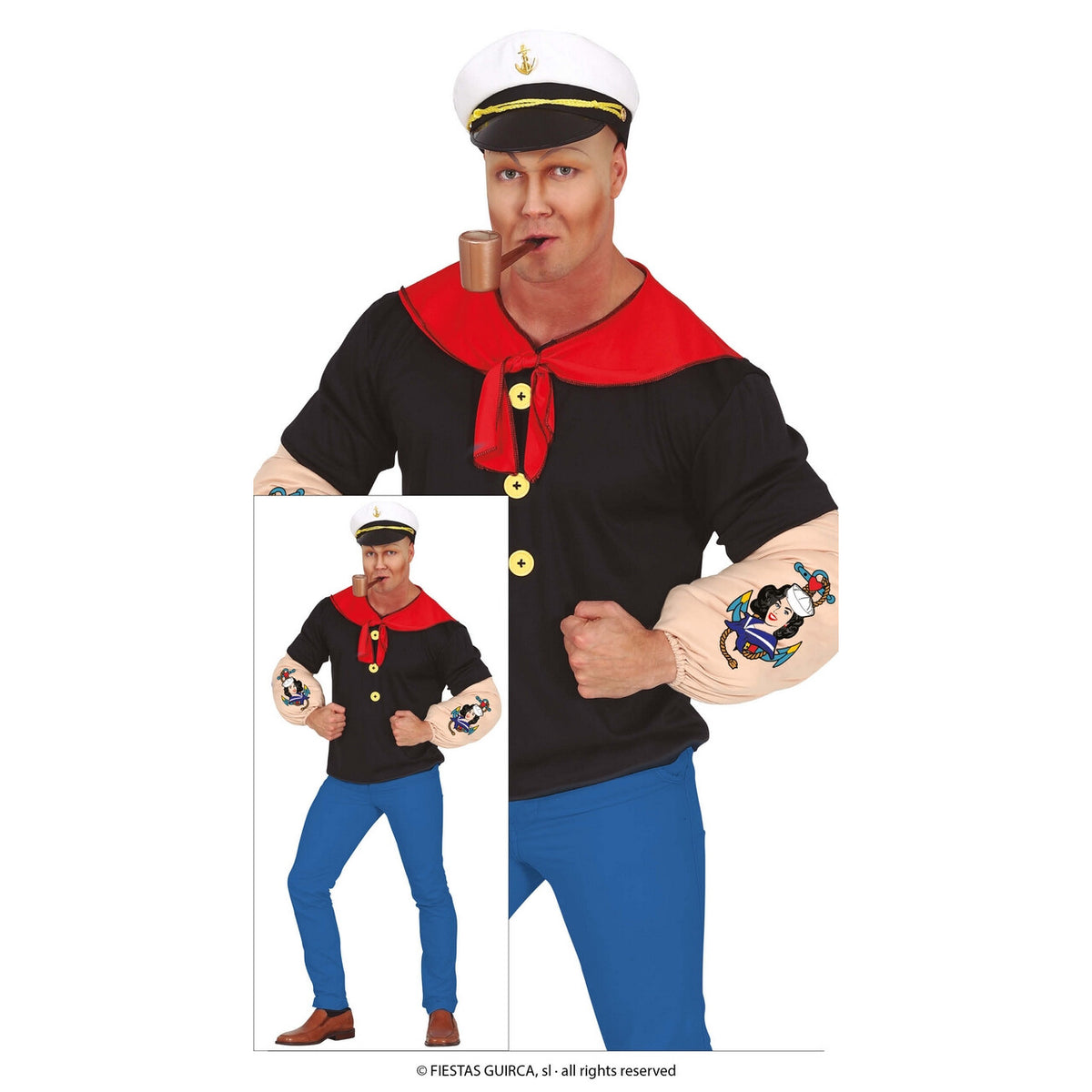 Op deze afbeelding zie je een Kostuums, van het merk Guirca. Ontzettend Gespierde Matroos Man Kostuum