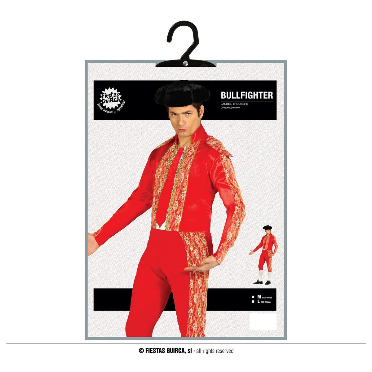 Op deze afbeelding zie je een Kostuums, van het merk Guirca. Spaanse Stierenvechter Matador Padilla Man Kostuum