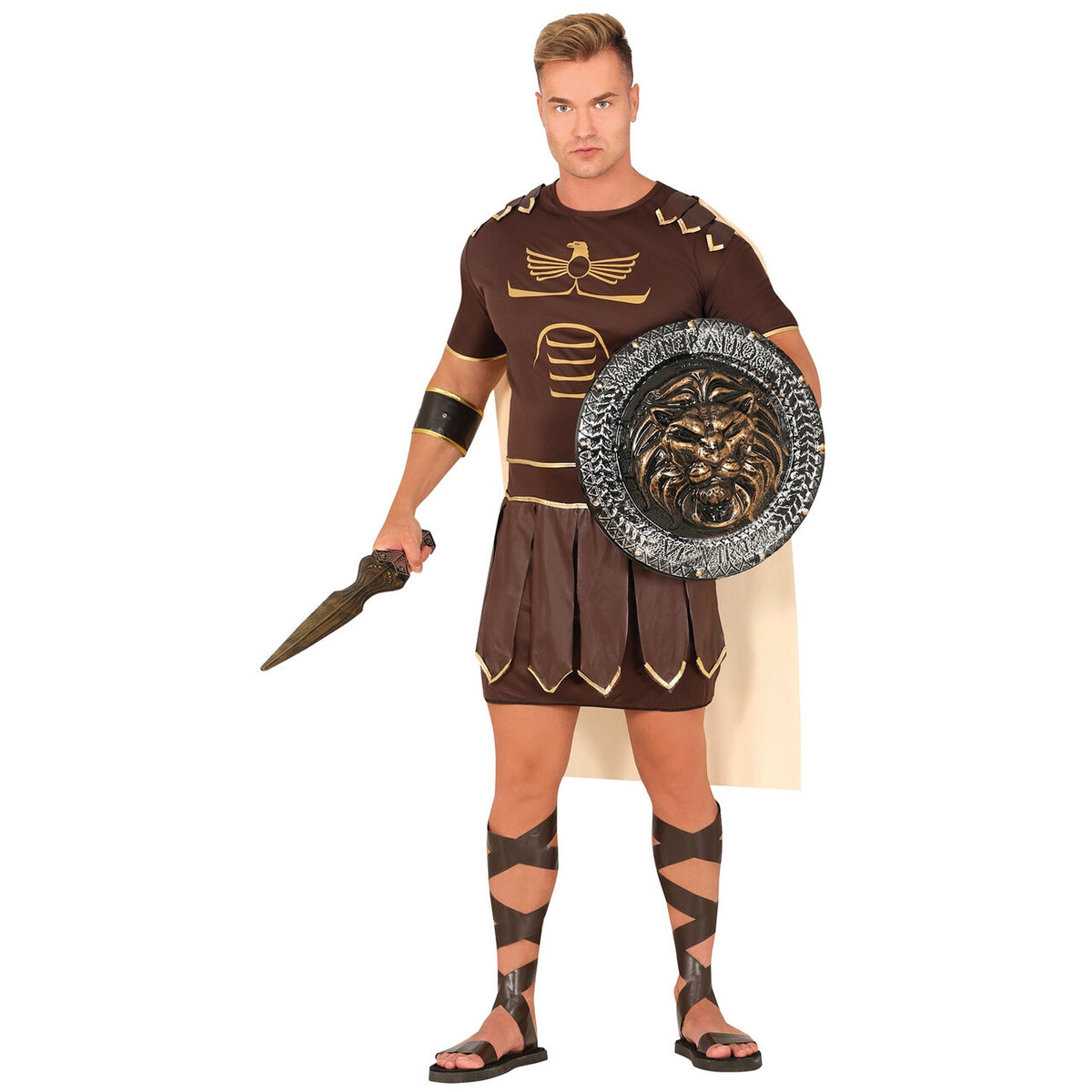 Op deze afbeelding zie je een Kostuums, van het merk Guirca. Gladius De Gladiator Man Kostuum