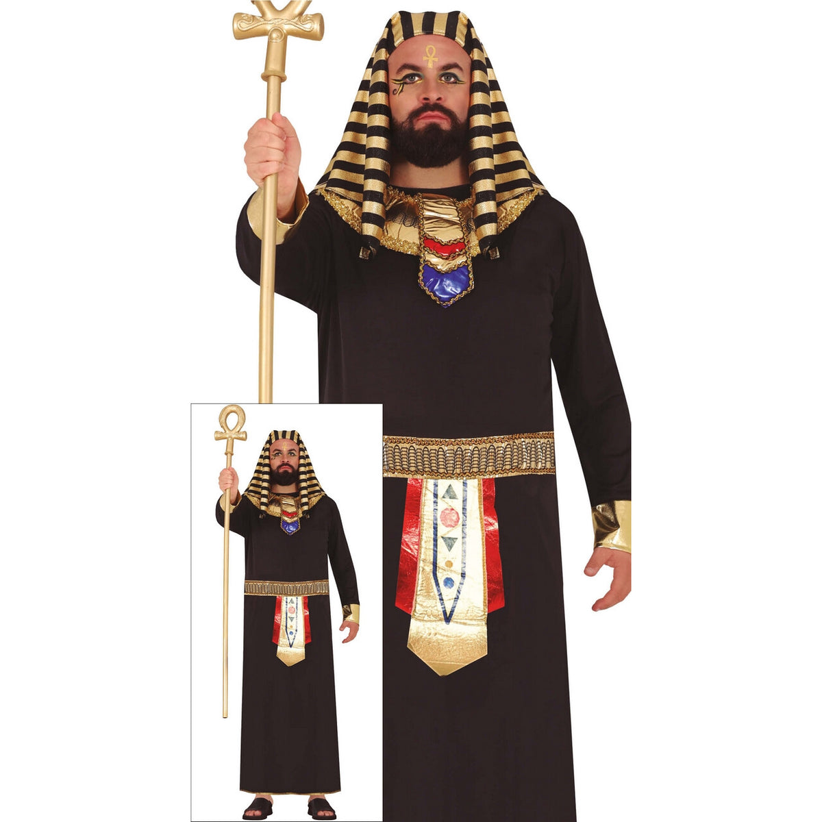 Op deze afbeelding zie je een Kostuums, van het merk Guirca. Duistere Egyptische Heerser Man Kostuum