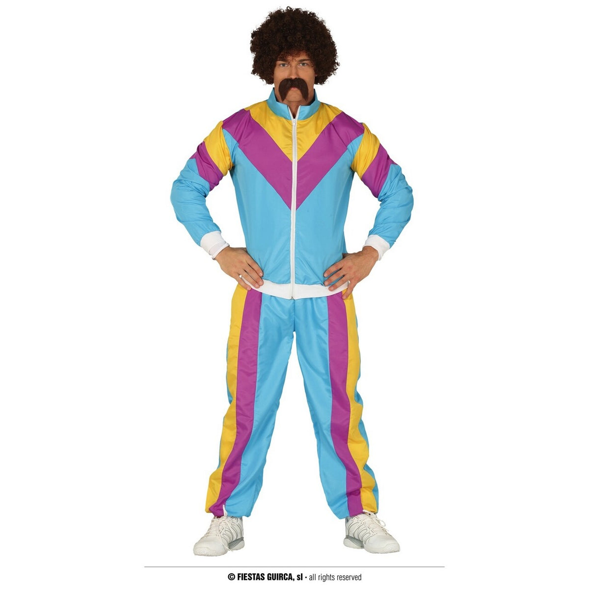 Op deze afbeelding zie je een Kostuums, van het merk Guirca. Fout Trainingspak Super 80s Japie Snel Man Kostuum