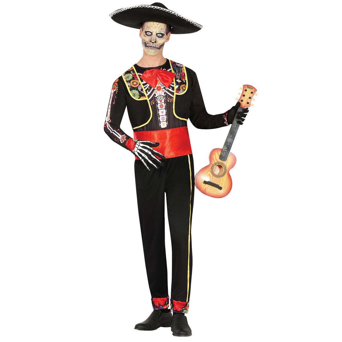 Op deze afbeelding zie je een Kostuums, van het merk Guirca. Langst Spelende Mariachi Bandlid Man Kostuum