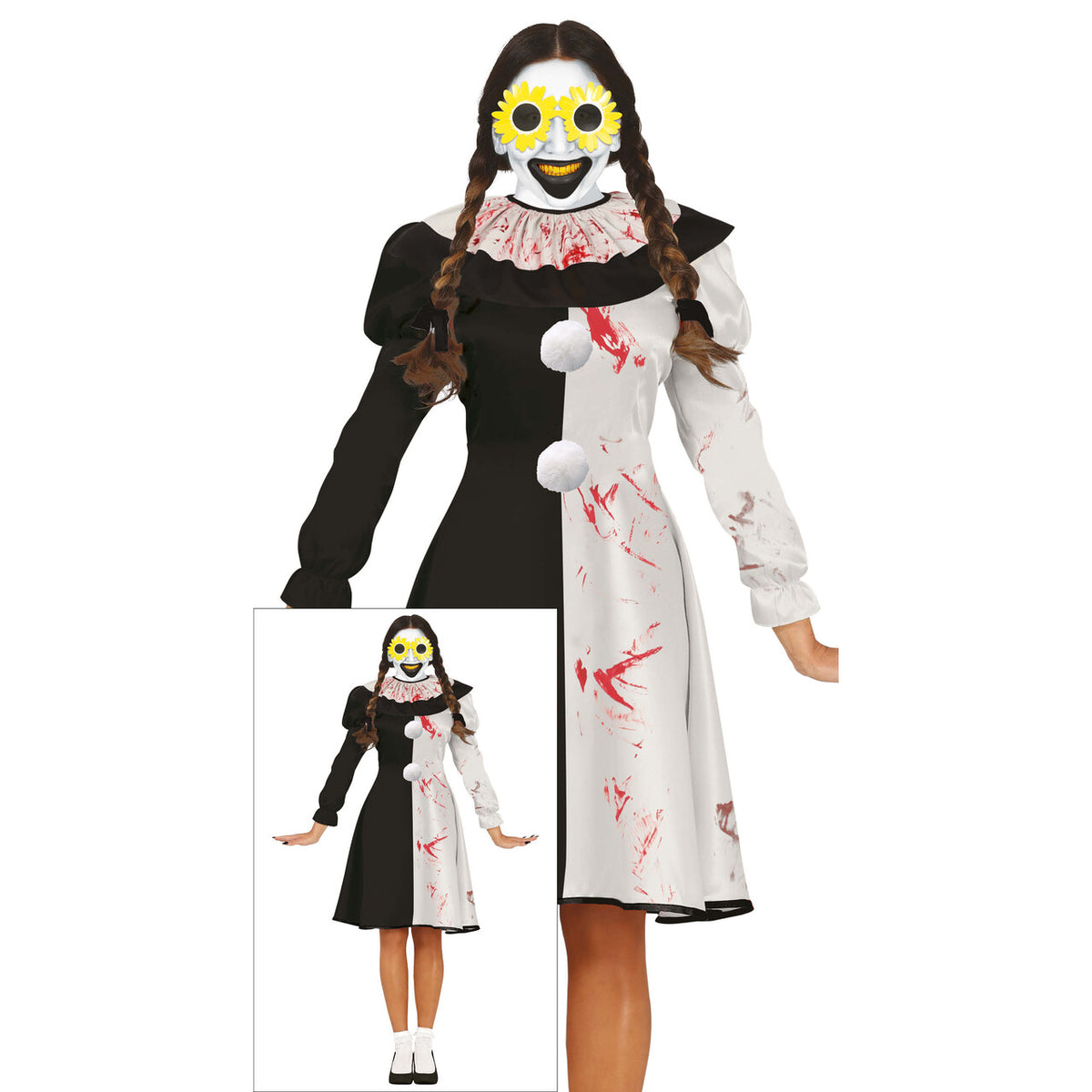Op deze afbeelding zie je een Kostuums, van het merk Guirca. Terrifier Clown Dame Vrouw Kostuum