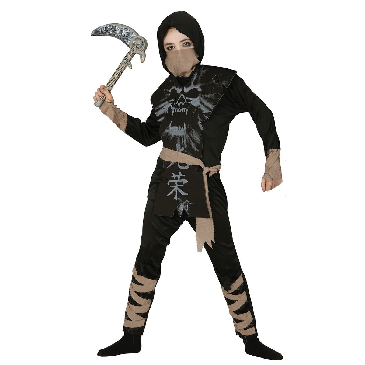 Op deze afbeelding zie je een Kostuums, van het merk Guirca. Evil Ghost Ninja Kind Kostuum